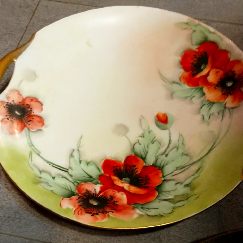 Emily Chase hand painted vintage dinner plate